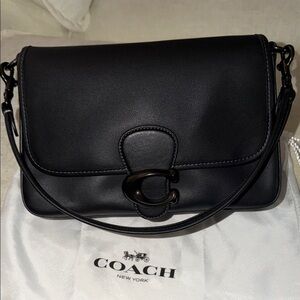 Coach Black Leather Shoulder Bag Soft Tabby